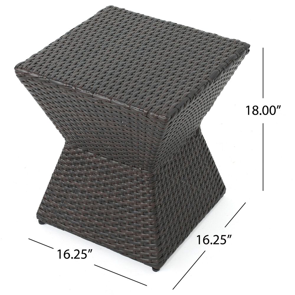 Hearth and Haven Calhoun Outdoor Square End Table in Brown, , large