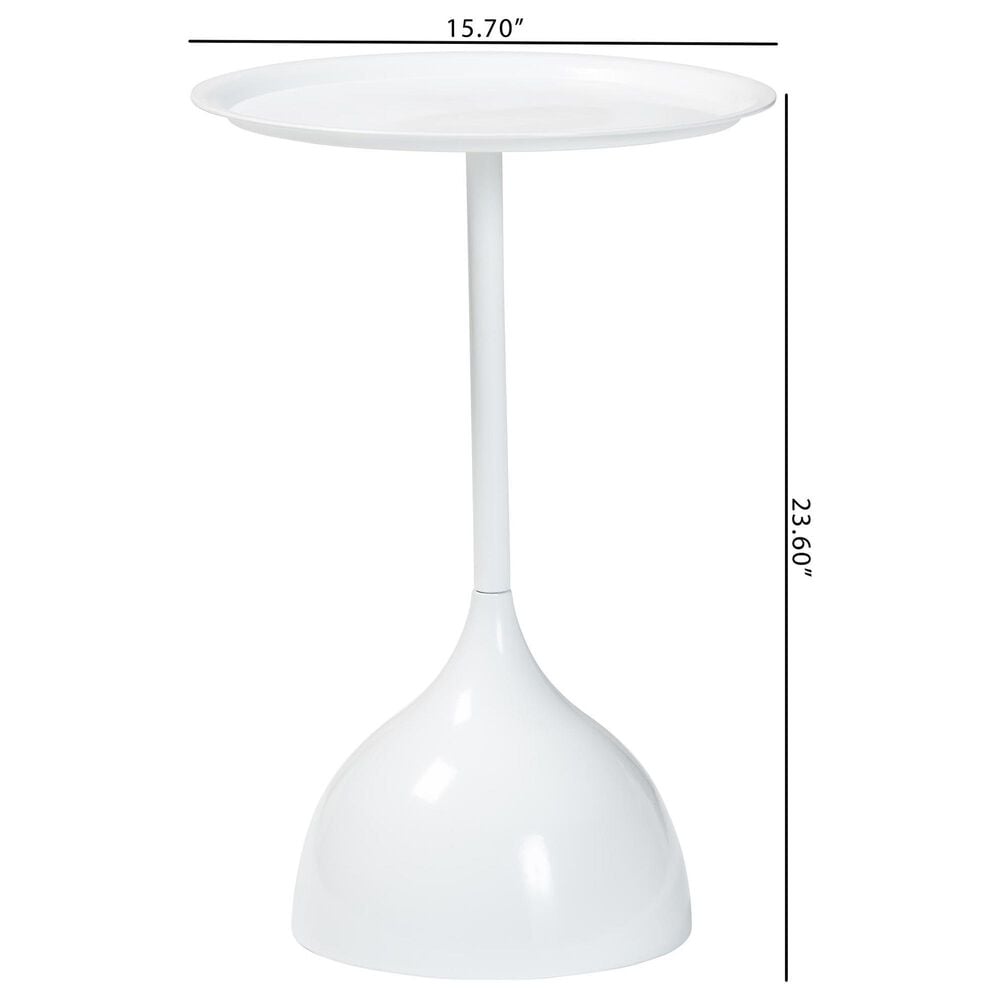 Baxton Studio Webb Patio Side Table in White, , large