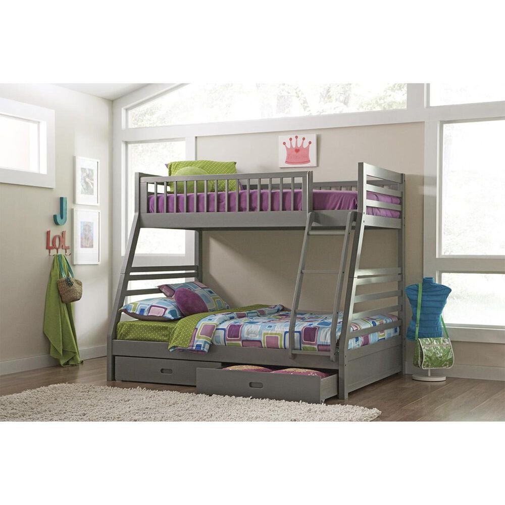 Pacific Landing Bunks Twin over Full Bunk Bed in Grey, , large