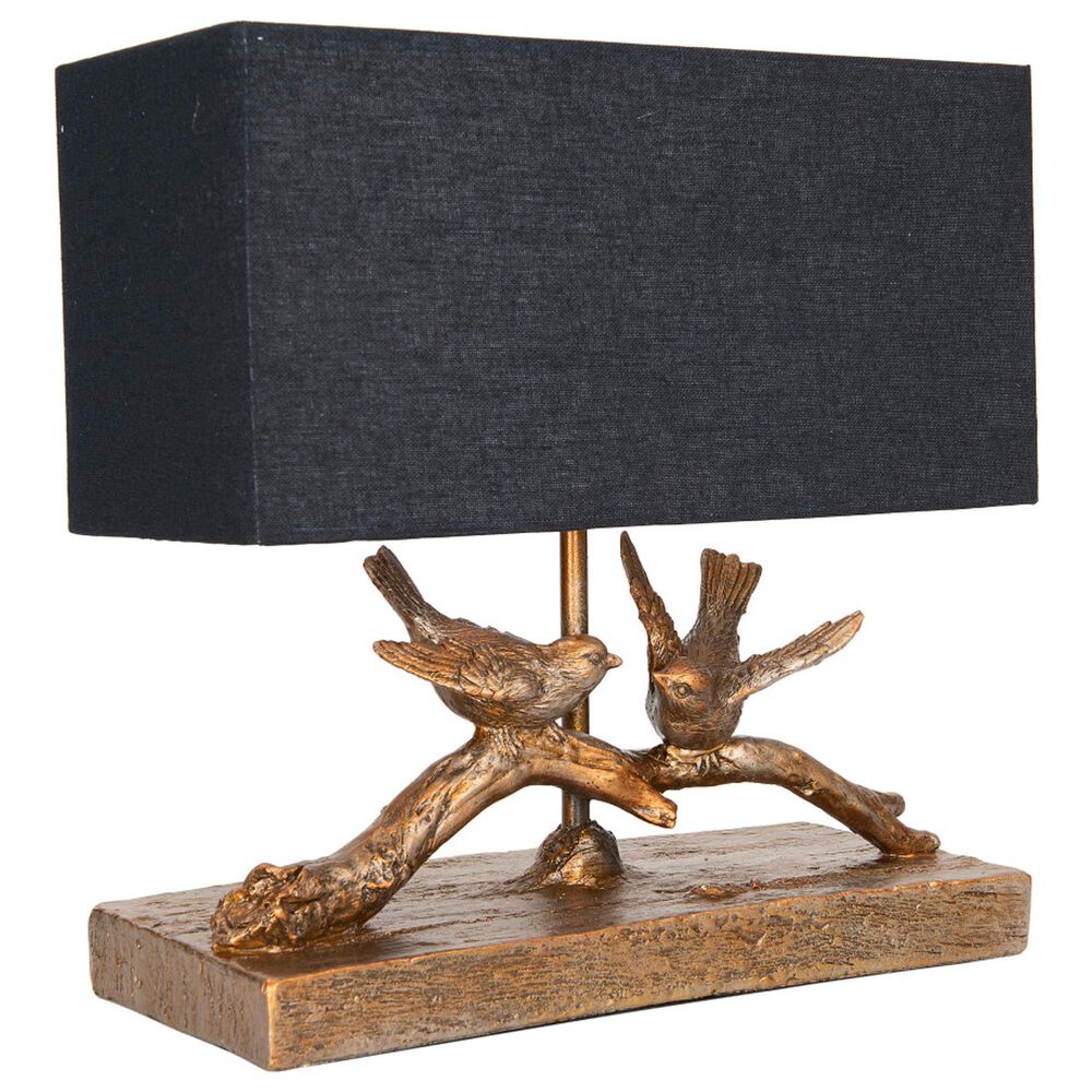 Creative Coop Bird Table Lamp with Rectangle Shade in Gold, , large