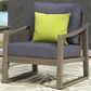 Hearth and Haven Samwell Outdoor Club Chair with Blue Cushion in Dark Grey, , large