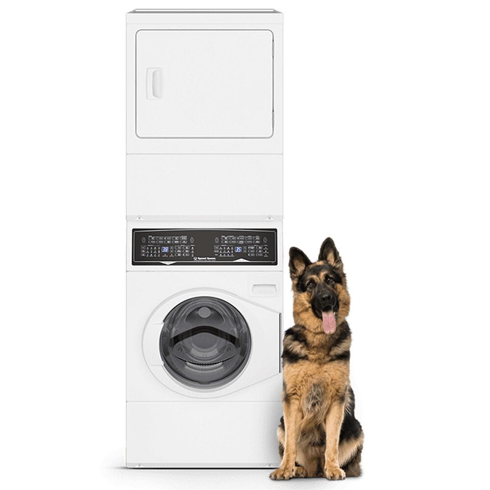 Speed Queen 3.5 Cu. Ft. Washer and 7.0 Cu. Ft. Gas Dryer Stack Laundry in White, , large