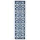 Nourison Aloha Damask 2"3" x 10" Grey and Blue Indoor/Outdoor Runner, , large