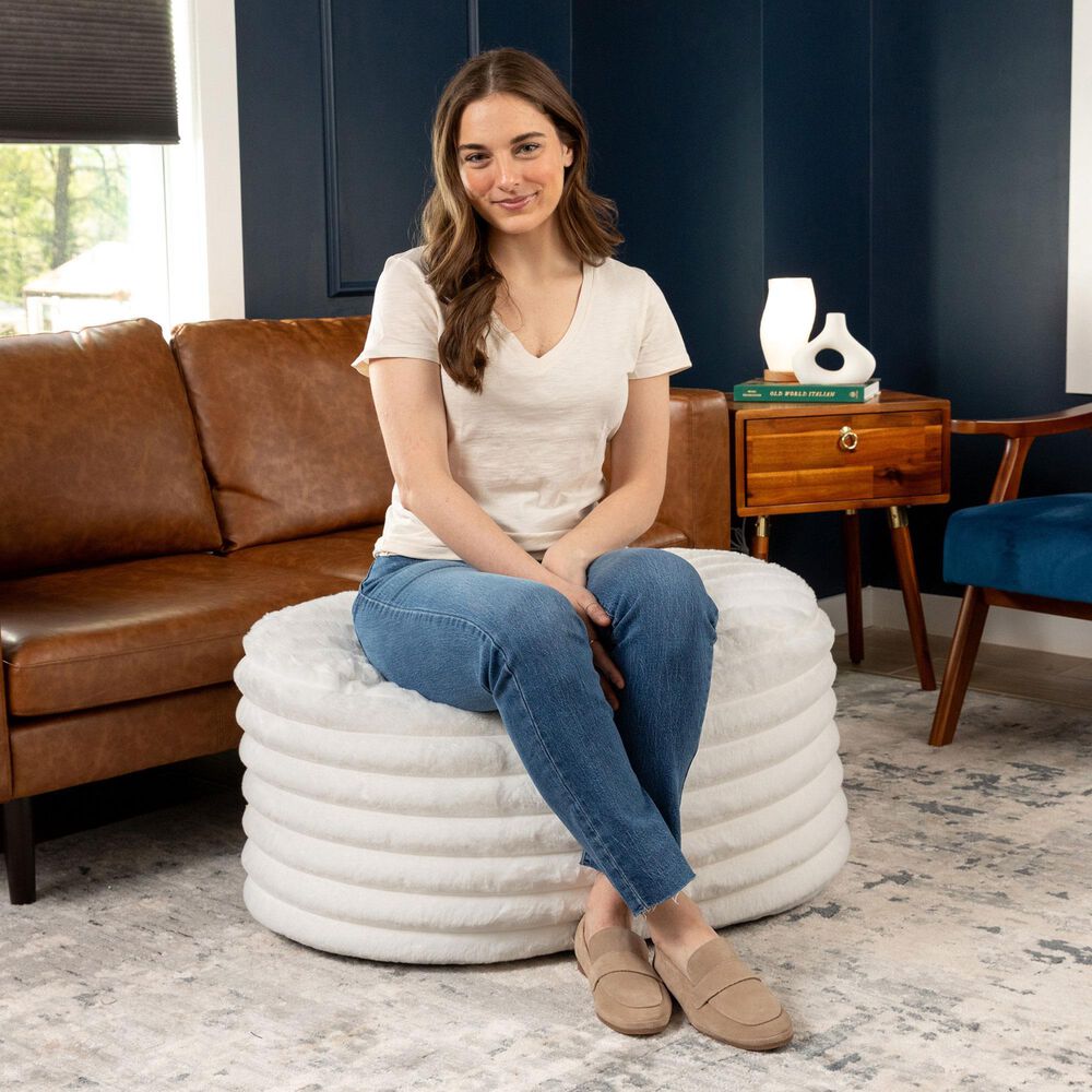 Jaxx Paran Oval Ottoman in Mondo White, , large