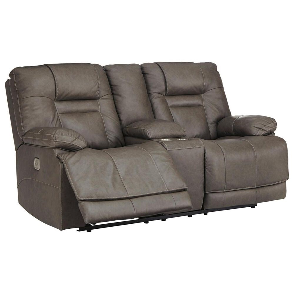 Ashley Wurstrow Power Reclining Console Loveseat with Adjustable Headrest in Smoke, , large