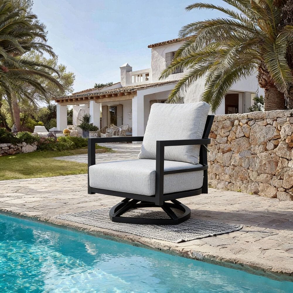 Hearth and Haven Outdoor Swivel Lounge Chair in Ember Black, , large
