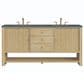 James Martin Vanities Marigot 72" Double Bathroom Vanity in Sunwashed Oak with 3 cm Parisien Bleu Quartz Top, Rectangular Sinks and FreePower Wireless Charger, , large