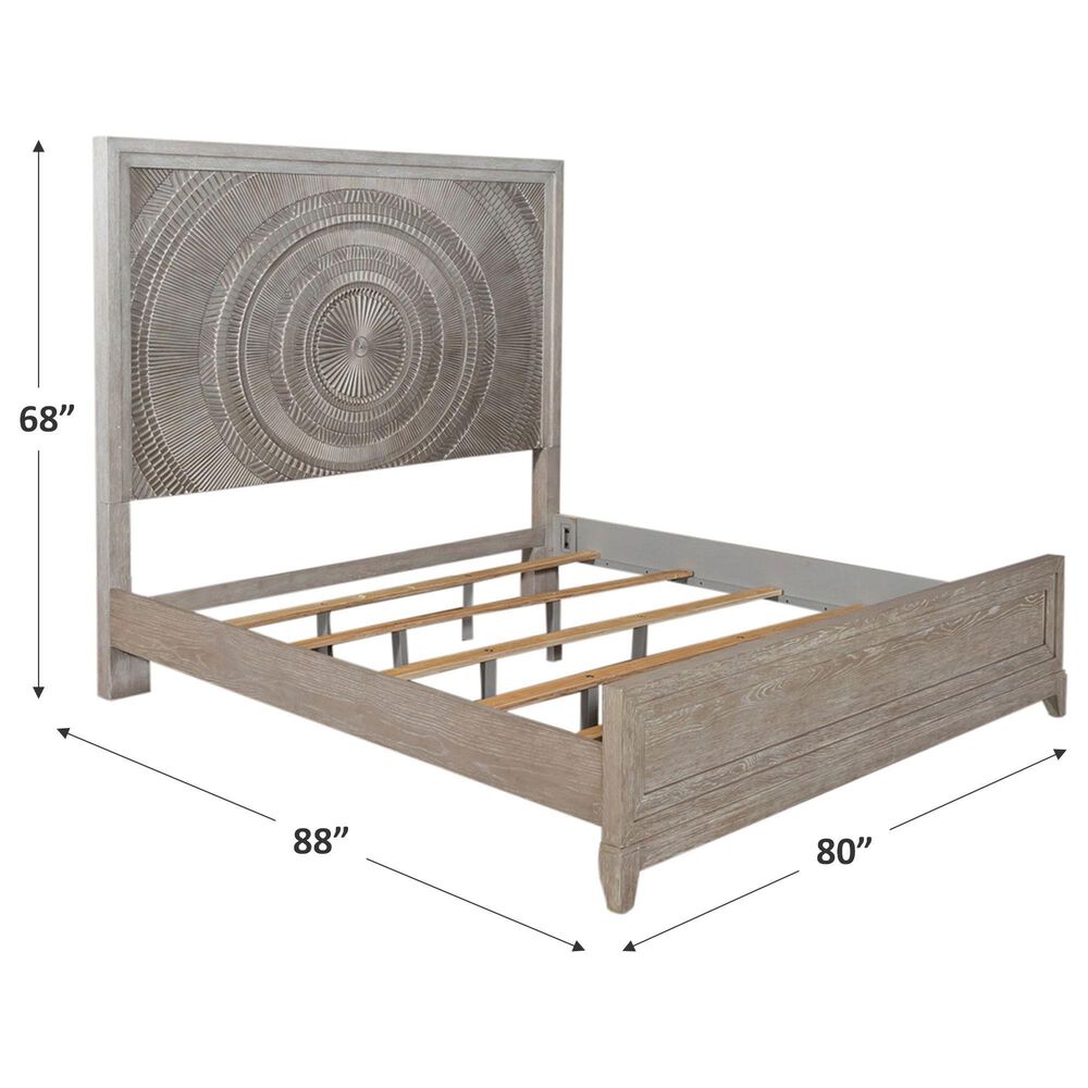 Belle Furnishings Belmar King Panel Bed in Washed Taupe and Silver Champagne, , large