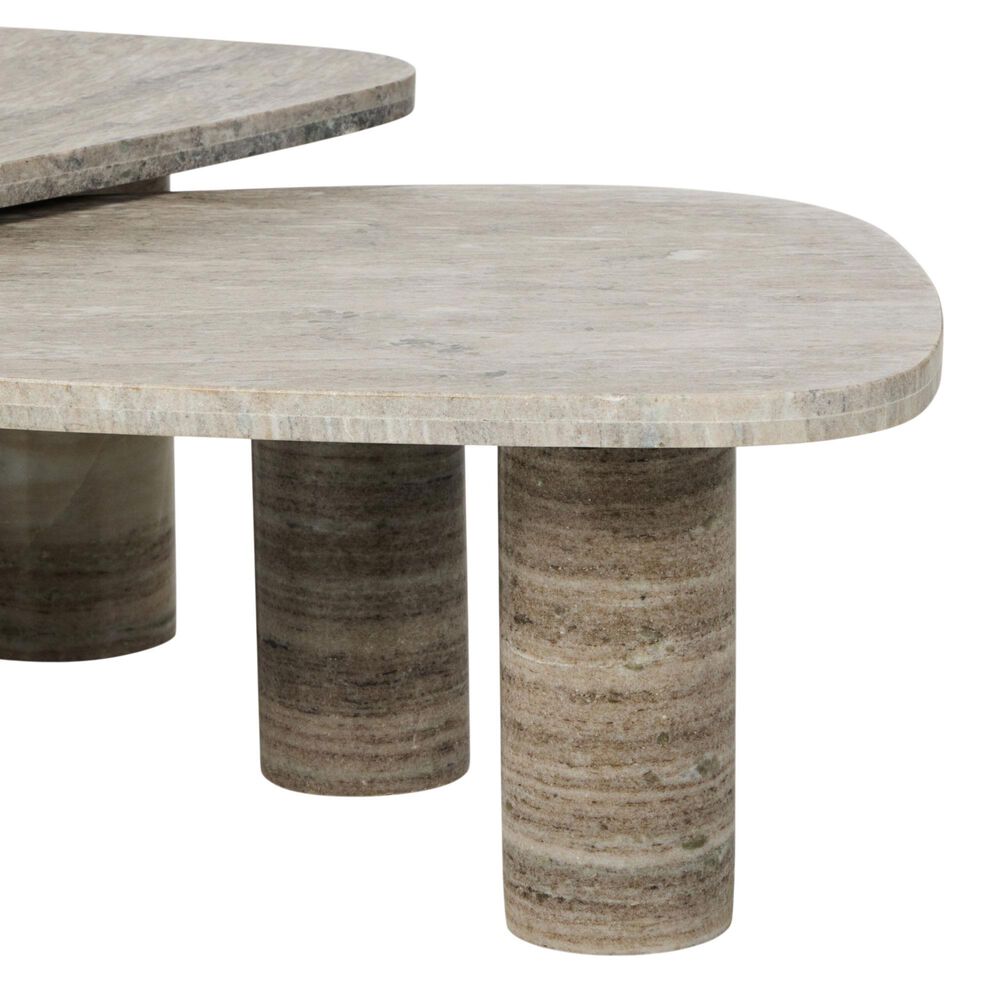 Four Hands Zion Coffee Table Set in Antique White Marble, , large