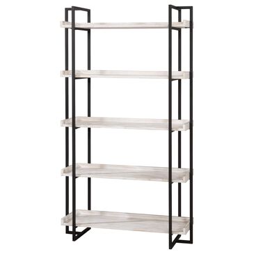 Furniture of America Herring 5-Tier Bookcase in Antique White/Black, , large