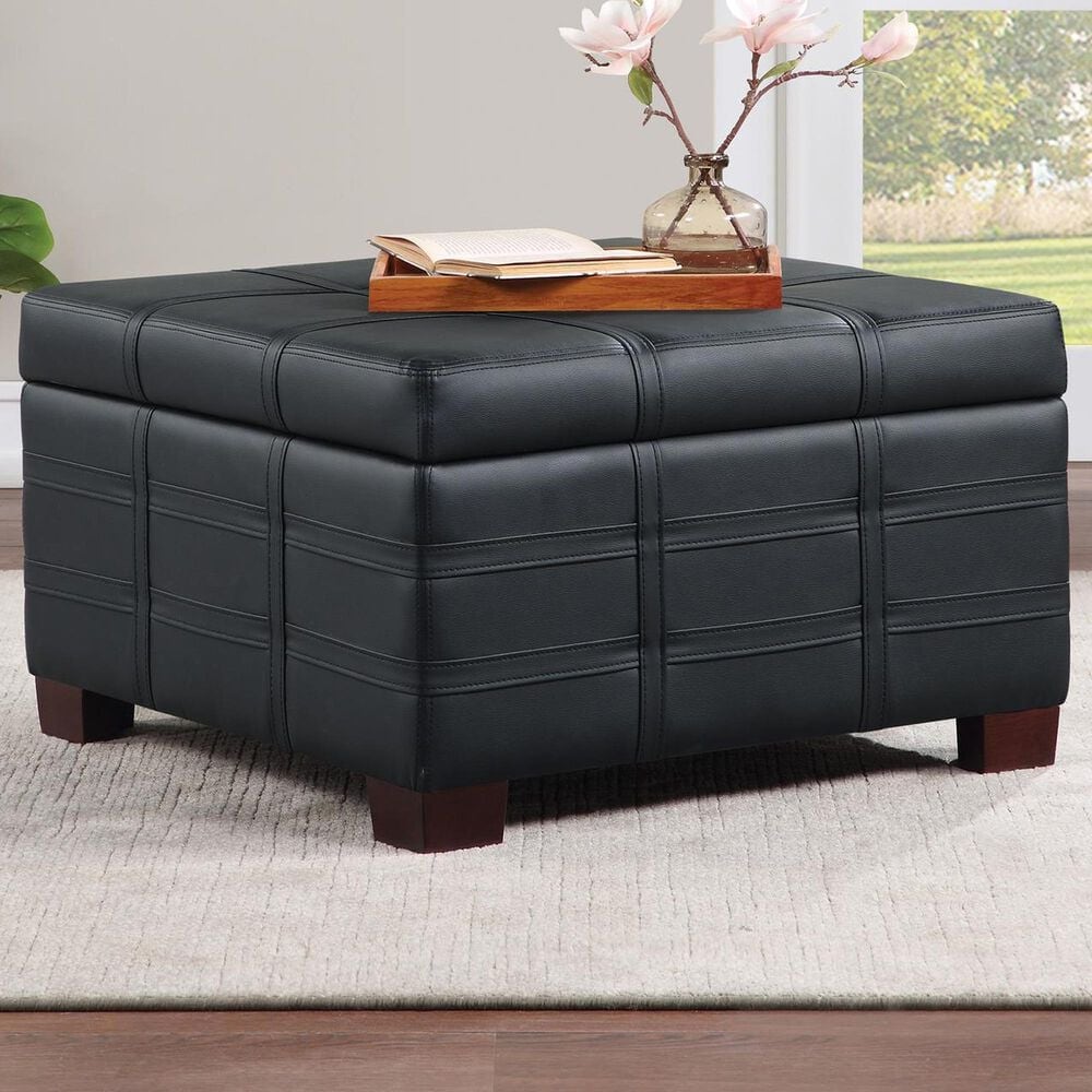 Valor Living Detour Strap Square Storage Ottoman in Black, , large