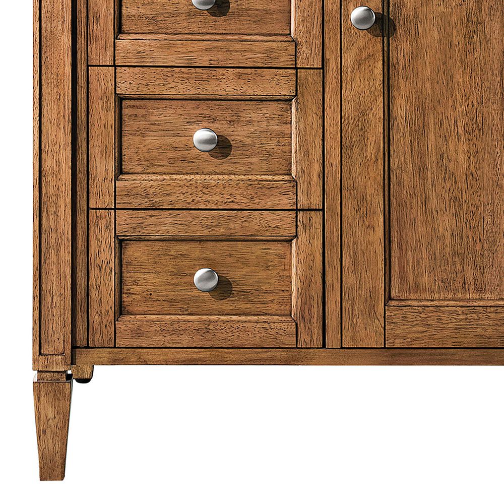 James Martin Vanities Brittany 30&quot; Single Bathroom Vanity in Saddle Brown with 3 cm Parisien Bleu Quartz Top and Rectangular Sink, , large