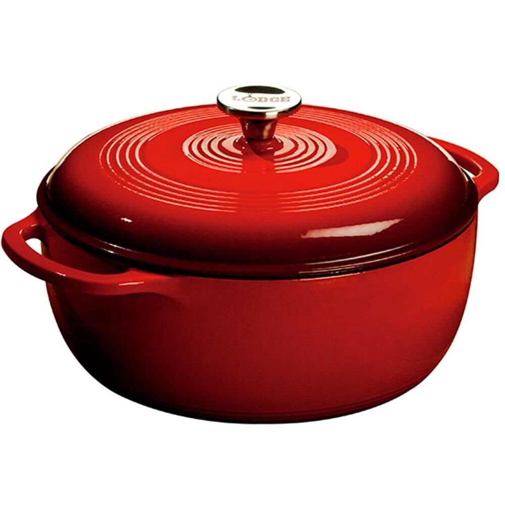 Lodge 6 Quart Enameled Dutch Oven in Red, , large