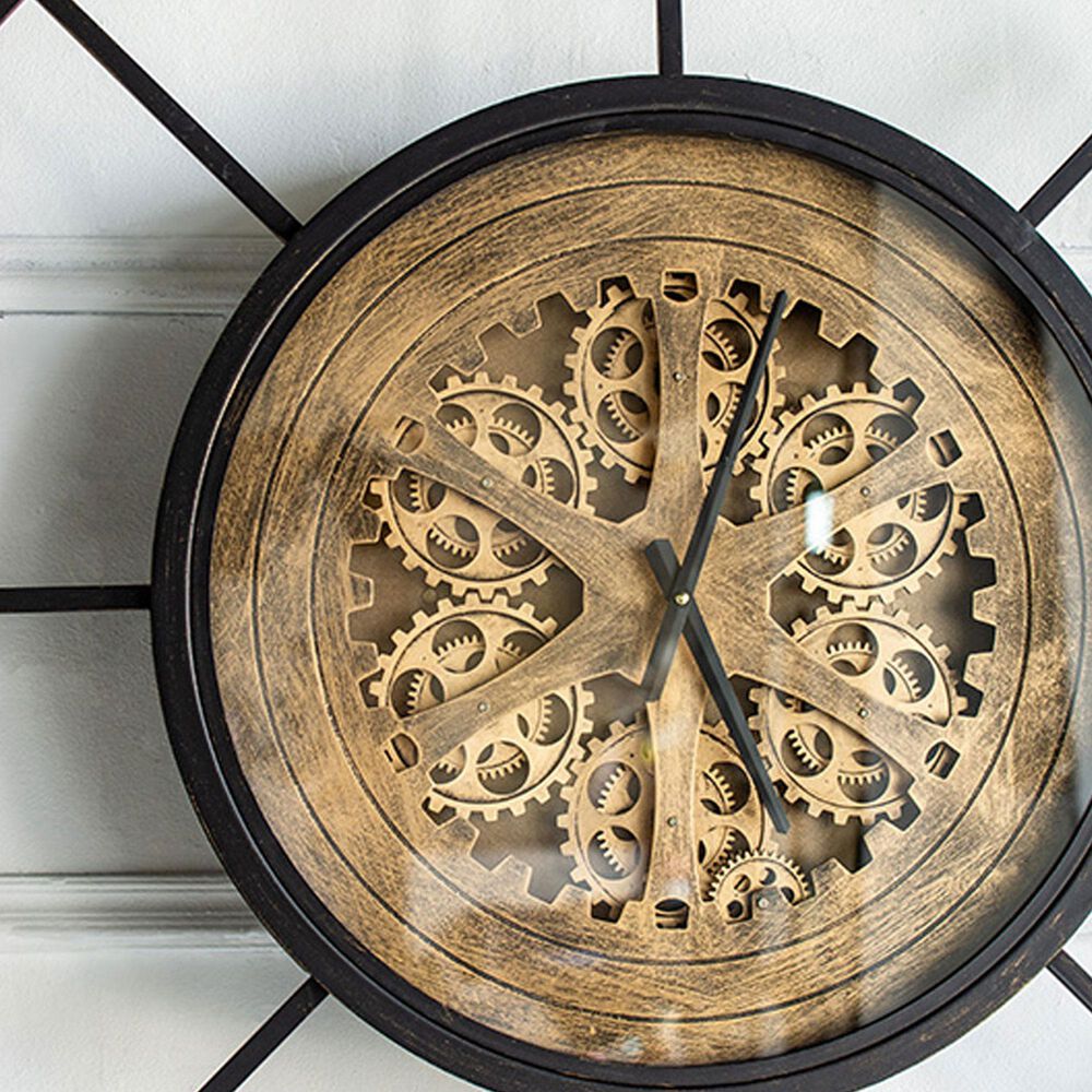 A&amp;B Home Wall Clock in Antique Black and Antique Gold, , large