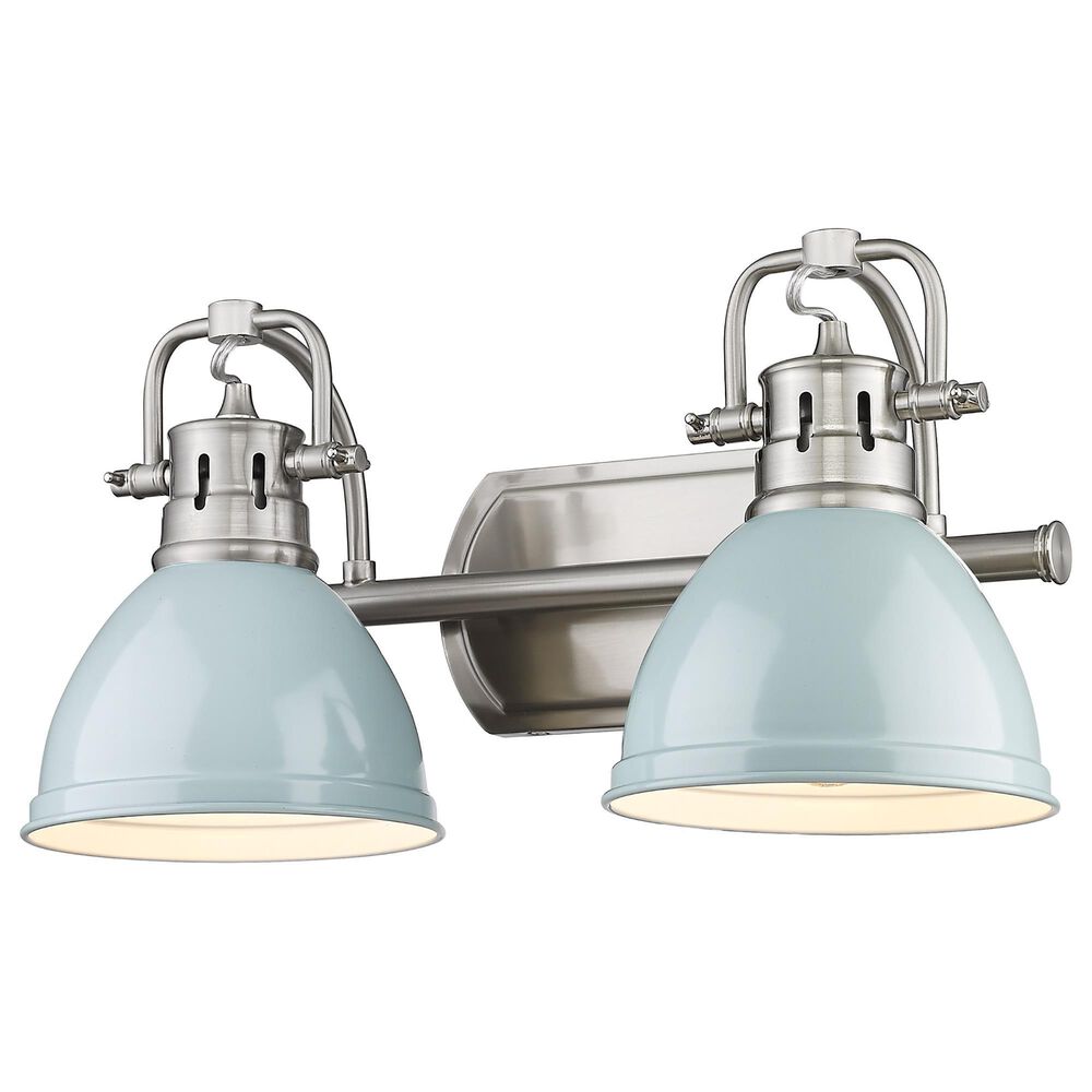Golden Lighting Duncan 2-Light Bath Vanity in Pewter and Glossy Light Blue, , large