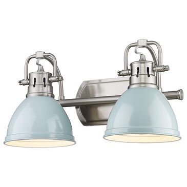 Golden Lighting Duncan 2-Light Bath Vanity in Pewter and Glossy Light Blue, , large