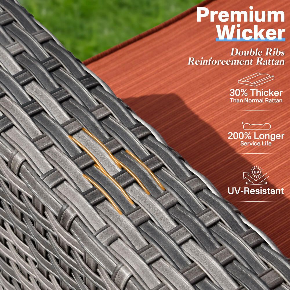 HOMLUX 5-Piece Patio Conversation Set with Two Ottomans in Orange Red, , large