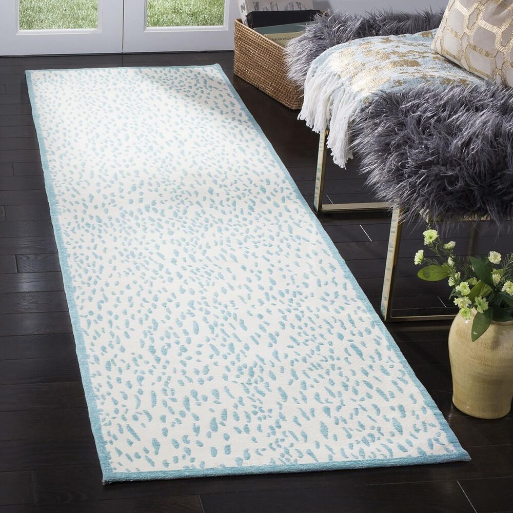 Safavieh Marbella 2&#39;3&quot; x 8&#39; Turquoise and Ivory Runner, , large