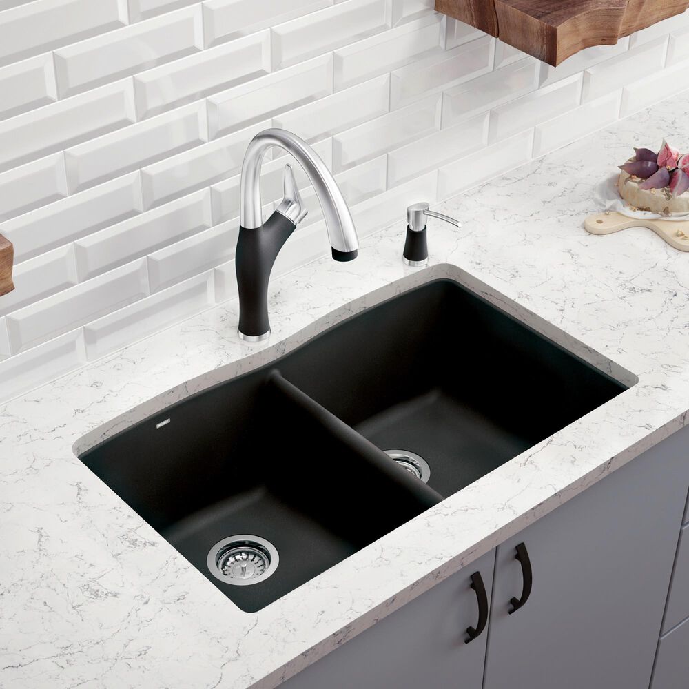 Blanco Diamond 33&quot; Equal Double Dual Mount Kitchen Sink in Anthracite, , large