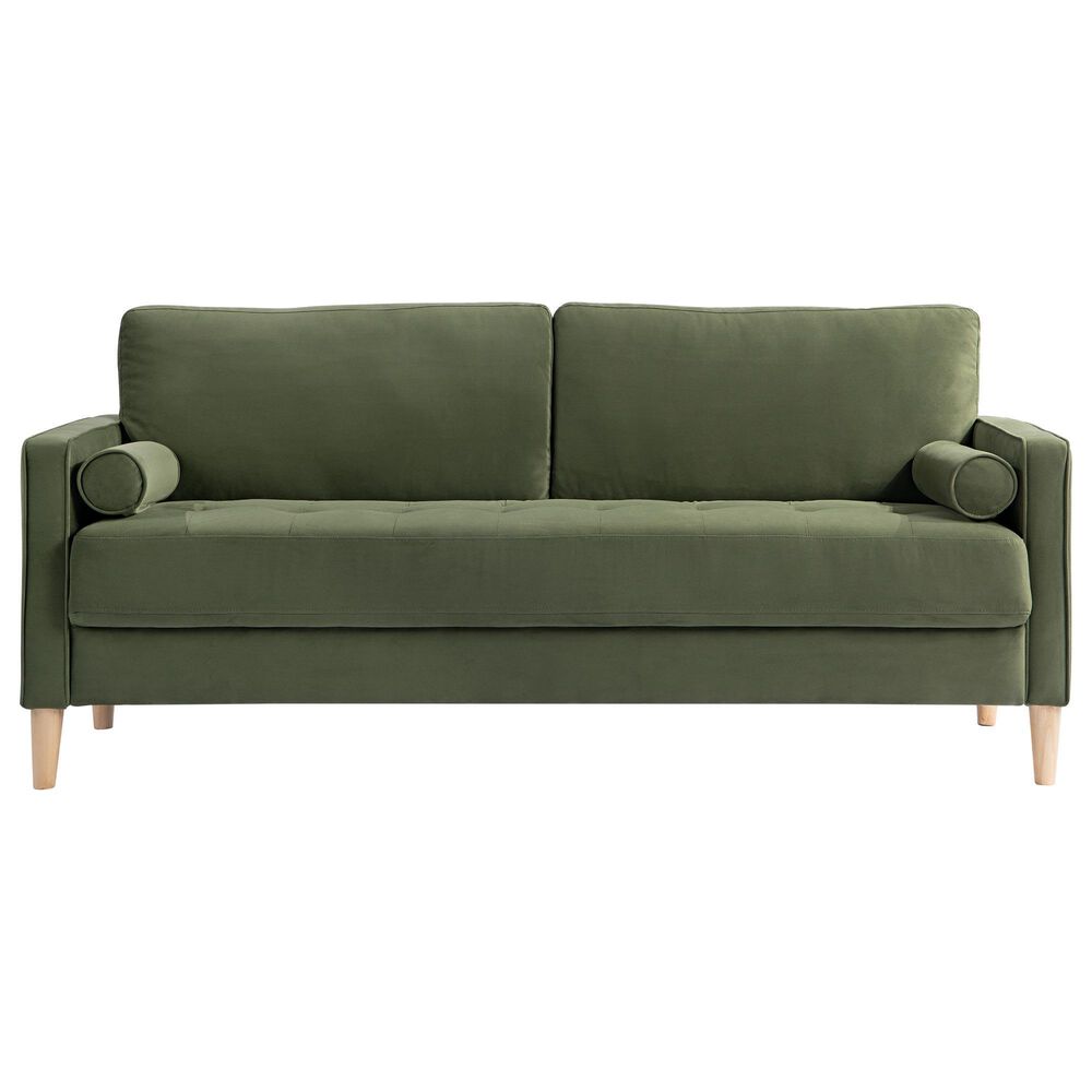 Lifestyle Solutions Langford Stationary Velvet Sofa in Olive, , large