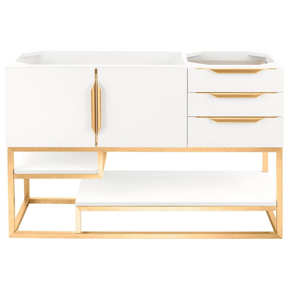 James Martin Columbia 48" Single Bathroom Vanity Cabinet in Glossy White and Radiant Gold, , large