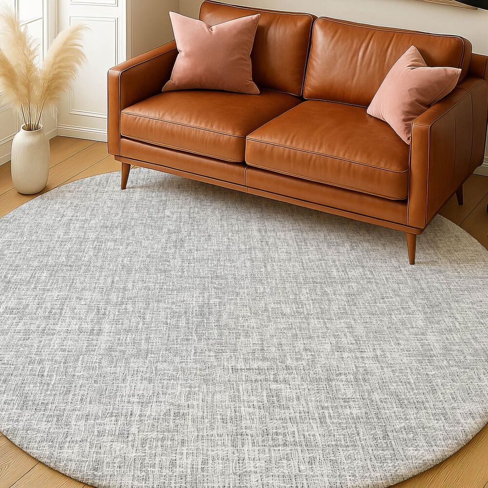 Dalyn Rug Company Voyage VY1 Silver 8' Round Area Rug, , large