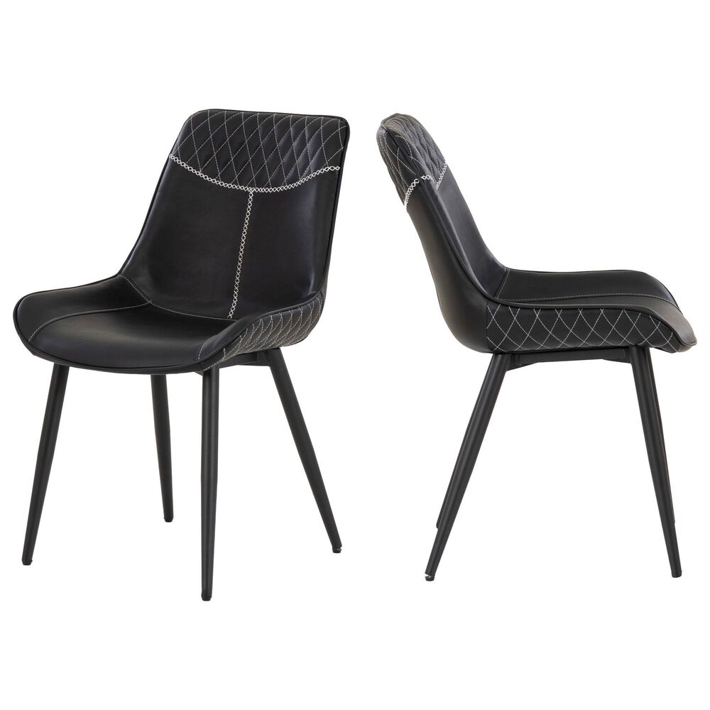 Linon Home Decor Edler Side Chair with Black Upholstery in Black (Set of 2), , large