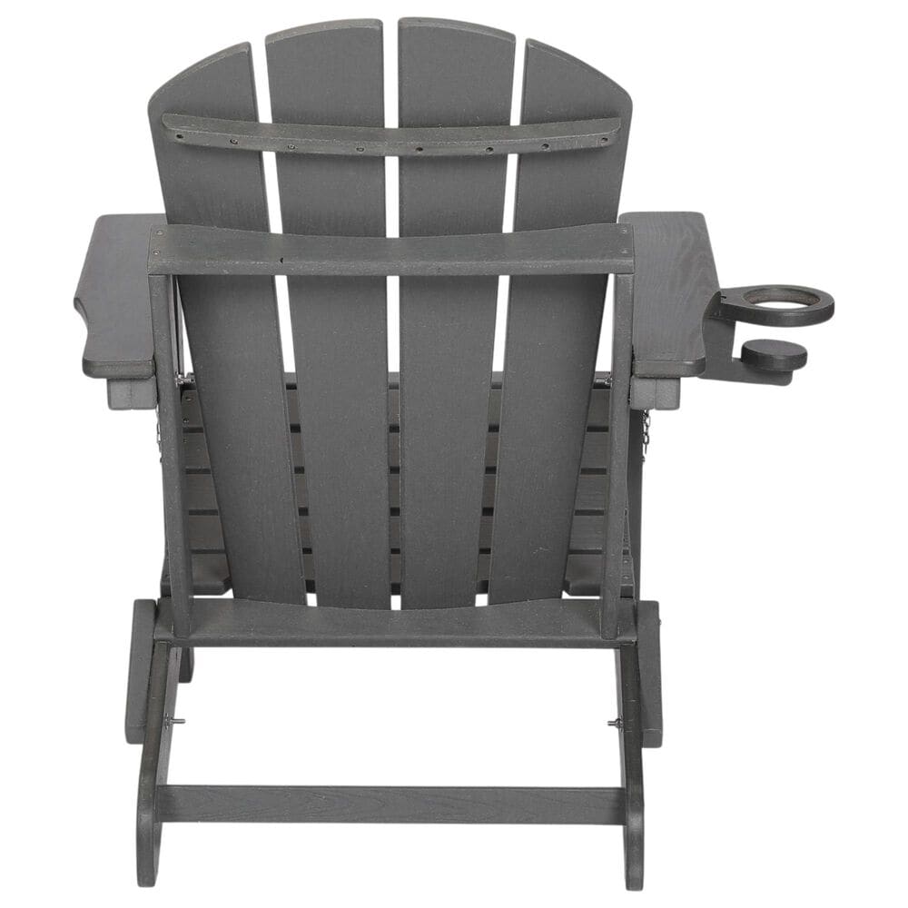 Hearth and Haven 34" Outdoor Folding Adirondack Chair with Cup Holder in Gray, , large