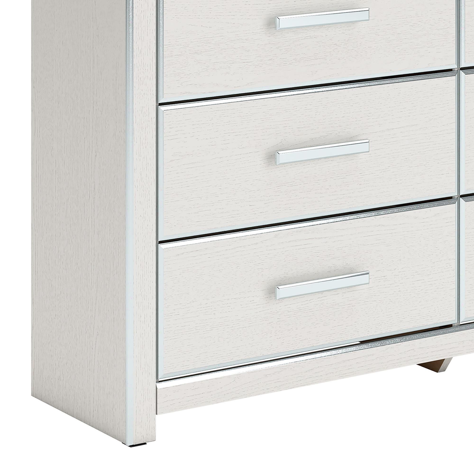 Ashley Zuraleus 6-Drawer Dresser and Mirror in Matte White and Chrome