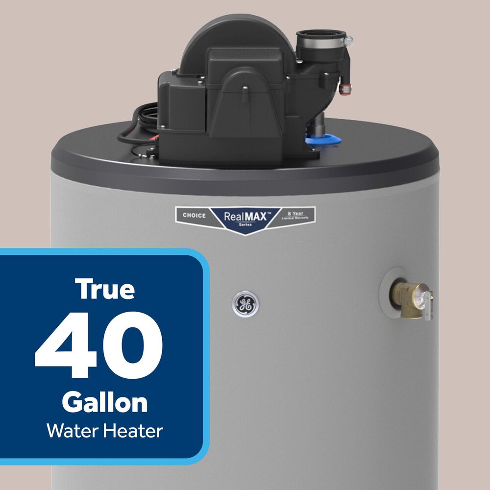 GE Appliances RealMAX Choice 40-Gallon Tall Liquid Propane Power Vent Low-NOx Water Heater in Gray, , large
