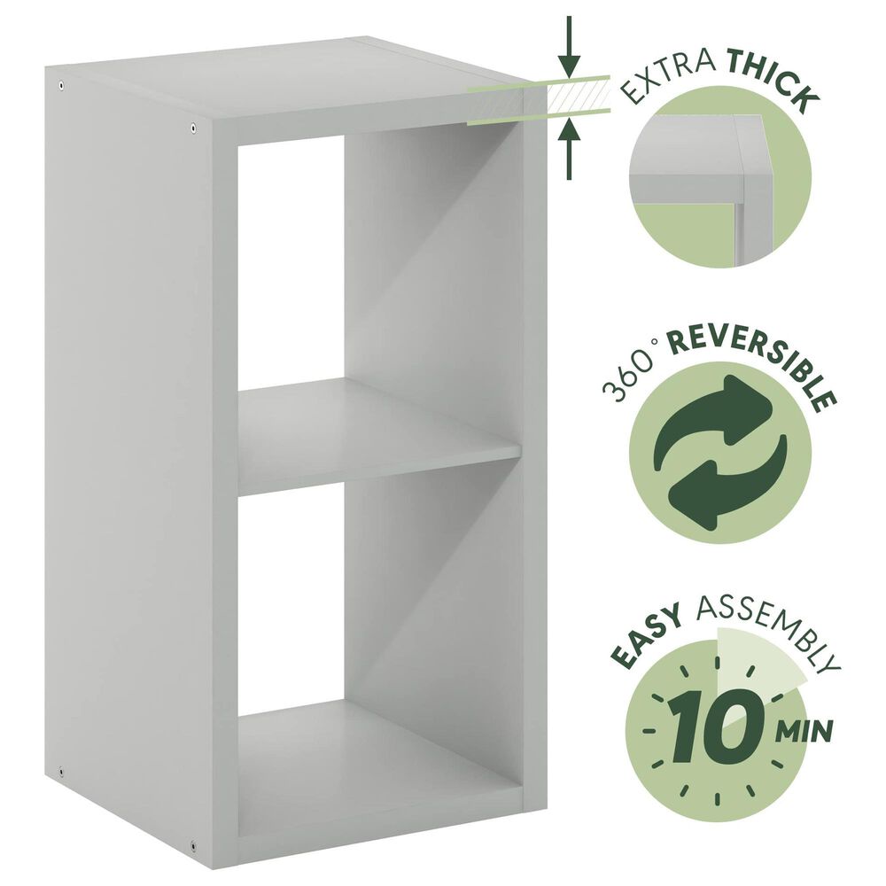 HOMLUX 2-Cube Reversible Open Back Bookshelf in Light Grey, , large