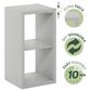 HOMLUX 2-Cube Reversible Open Back Bookshelf in Light Grey, , large