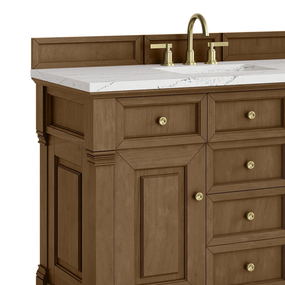 James Martin Vanities Brookfield 48&quot; Single Bathroom Vanity in Honey Oak with 3 cm Ethereal Noctis Quartz Top and Rectangular Sink, , large
