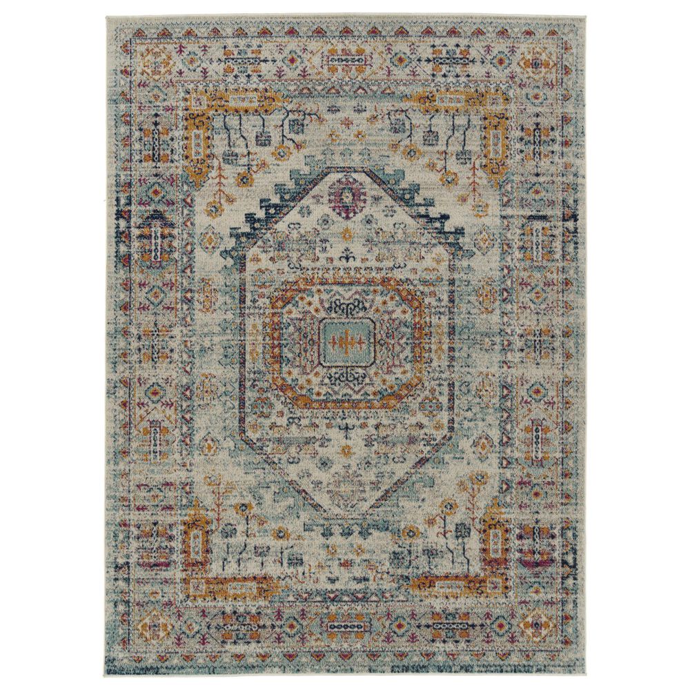 Kaleen Rugs Kaleen Rugs Zuma Beach Oriental 2"2" x 7"6" Grey, Turquoise, Navy, Pink and Orange Indoor/Outdoor Runner, , large