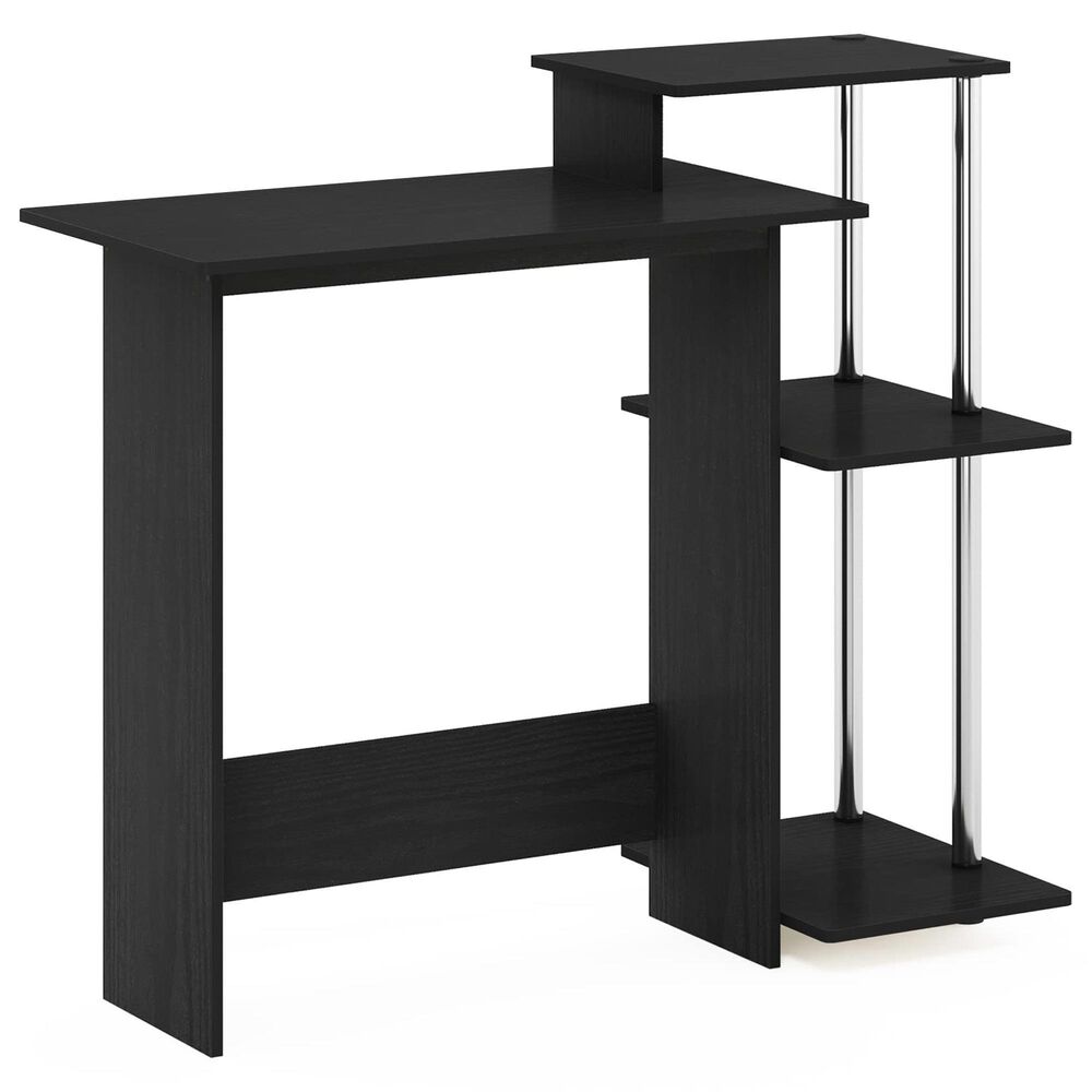 HOMLUX 40" Computer Desk with Open Side Shelves in Americano and Stainless Steel, , large