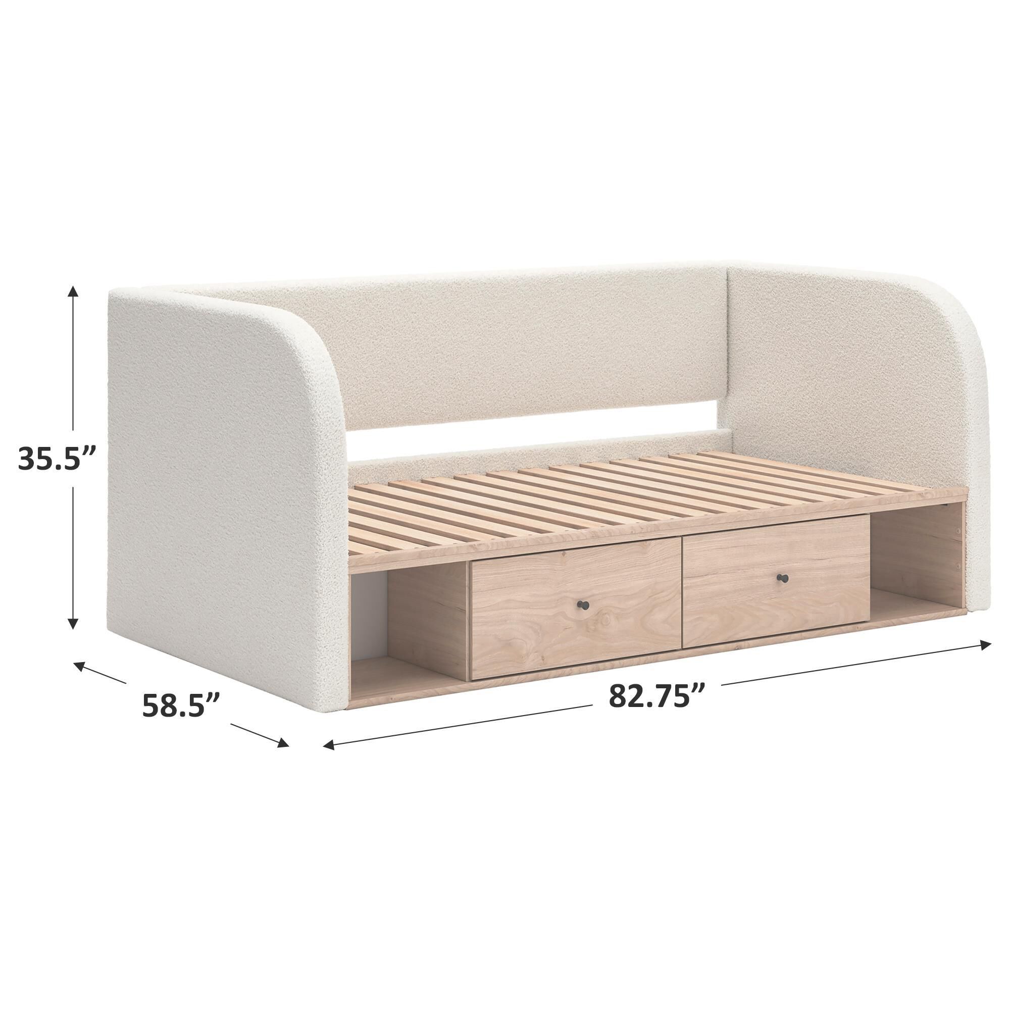 Ashley Arloster Full Upholstered Day Bed with Storage in White