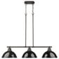 Golden Lighting Duncan 3-Light Pendant with Black Shade in Rubbed Bronze, , large