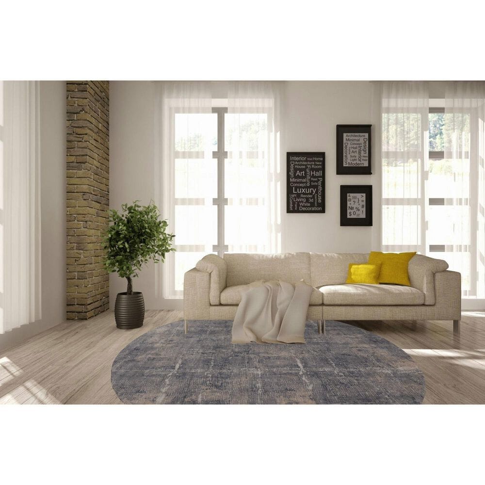 Nourison Rustic Textures Grey and Beige 7&#39;10&quot; Round Area Rug, , large