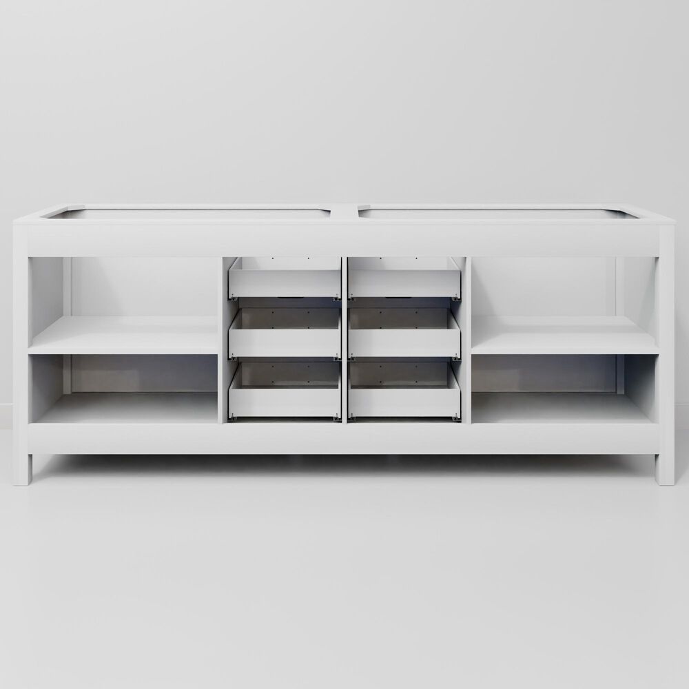 Lexora Home Marsyas 84" Double Bathroom Vanity in White with Grey Quartz Top and Rectangular Sinks, , large