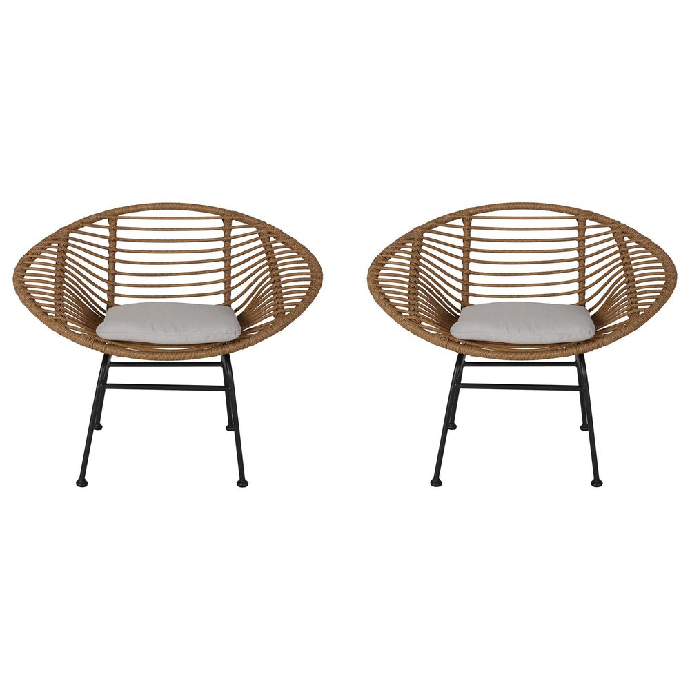Hearth and Haven Engle Outdoor Armless Chair with Cushions in Beige (Set of 2), , large