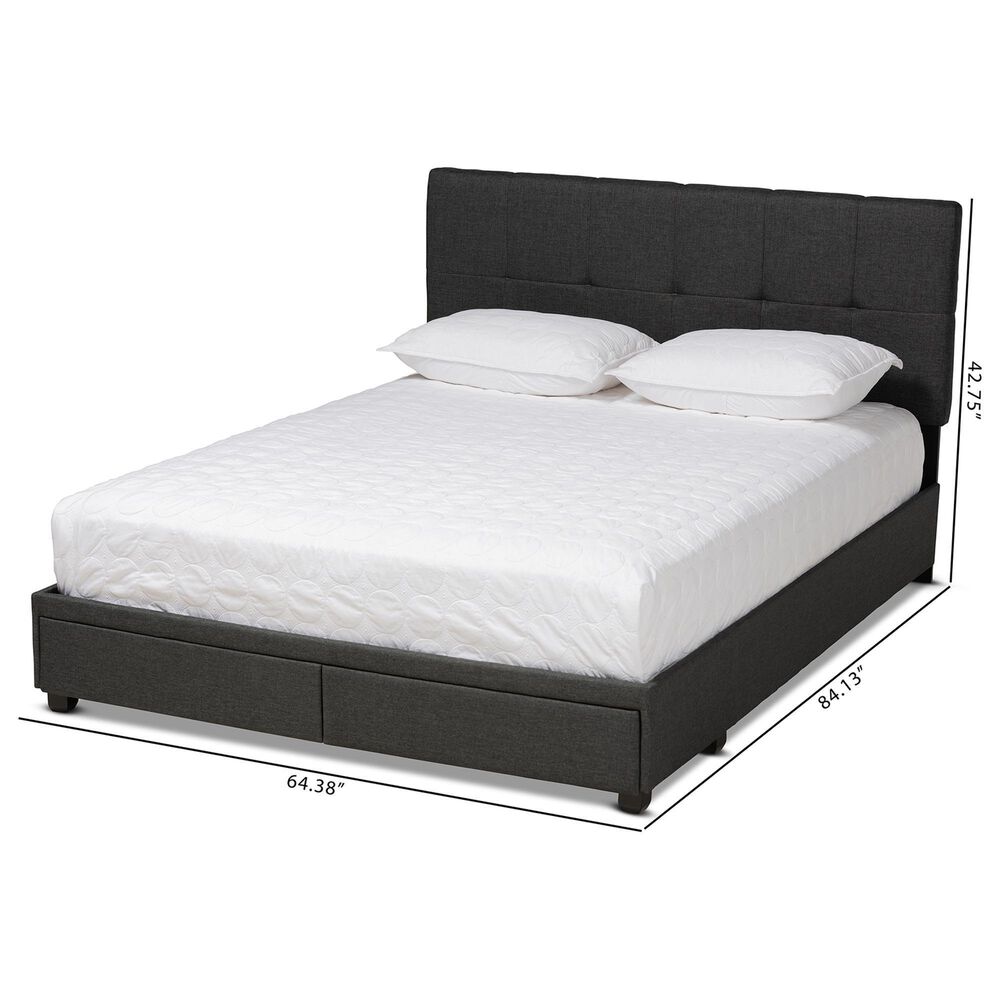 Baxton Studio Netti Queen Storage Bed with Dark Grey Upholstered in Black, , large