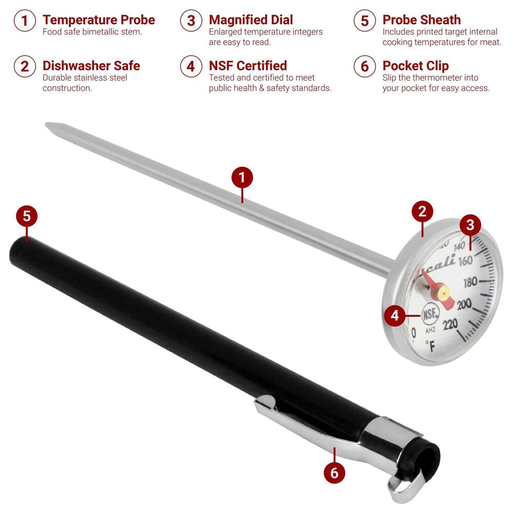 Kitchen Supply Instant Read Dial Thermometer in Silver, , large