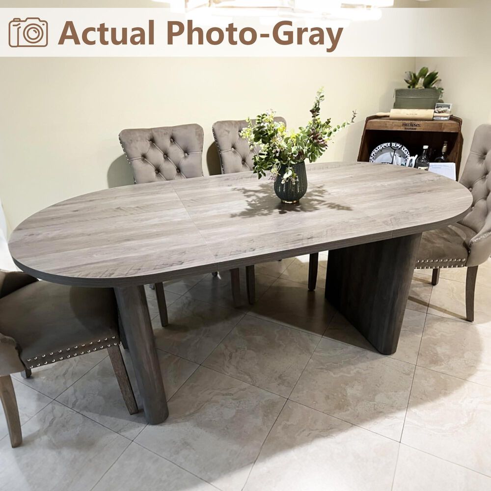 GARVEE 71" Oval Dining Table in Gray - Table Only, , large