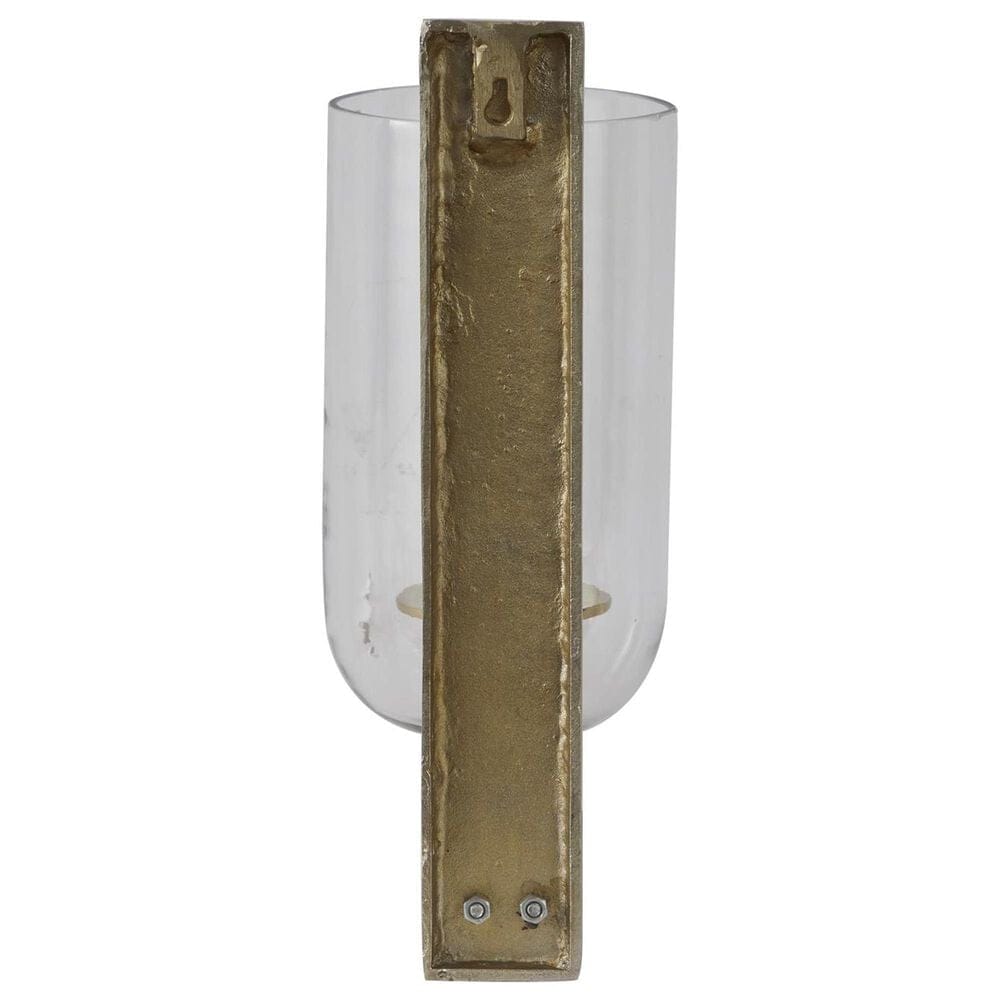 Maple and Jade 16&quot; Single Indoor/Outdoor Wall Mount Candle Holder in Polished Gold and Clear, , large
