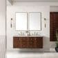James Martin Vanities Amberly 60" Double Bathroom Vanity in Mid-Century Walnut with 3 cm Victorian Silver Quartz Top and Rectangular Sinks, , large