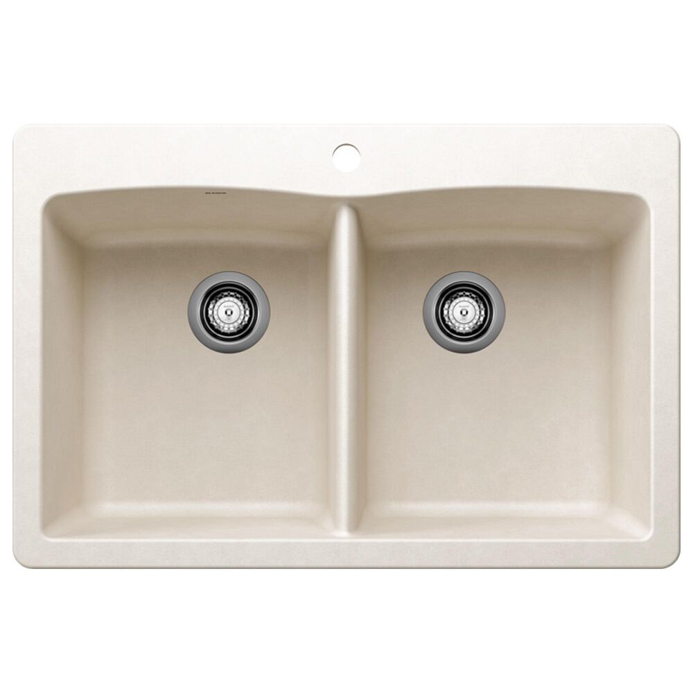 Blanco Diamond Equal Dual Mount Double Bowl Kitchen Sink in Soft White, , large