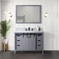 Lexora Home Marsyas 48" Single Bathroom Vanity in Dark Grey with White Carrara Marble Top and Rectangular Sink, , large