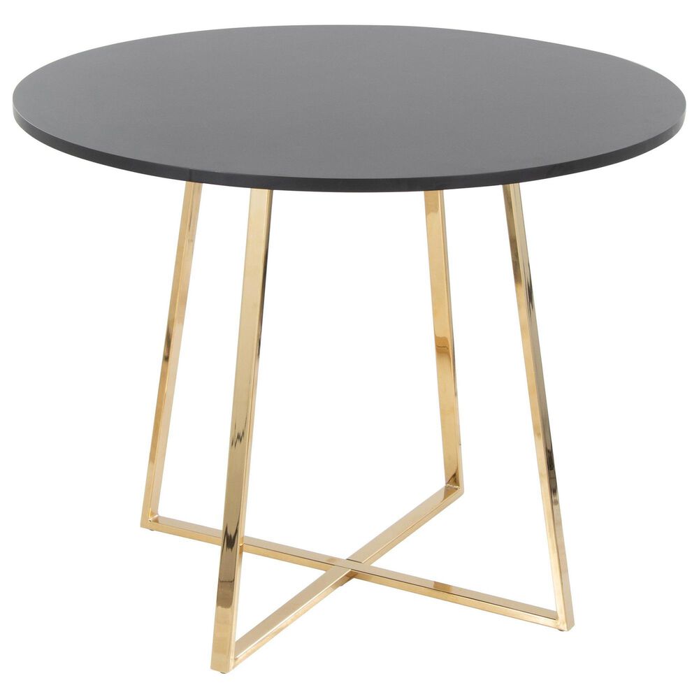 LumiSource Cosmo Round Dining Table in Gold and Black - Table Only, , large