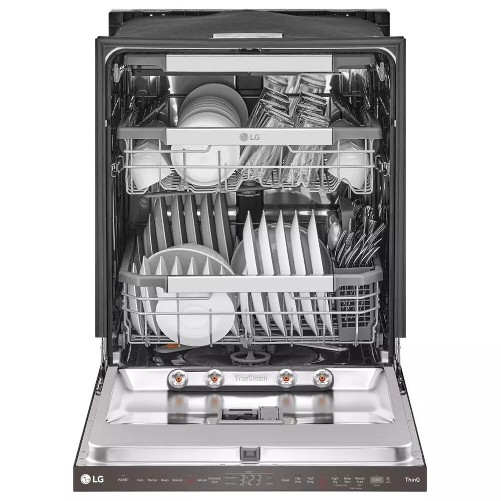 LG 2-Piece Kitchen Package with 23 Cu. Ft 4-Door French Door Refrigerator and Pocket Handle Dishwasher in Black Stainless Steel, , large