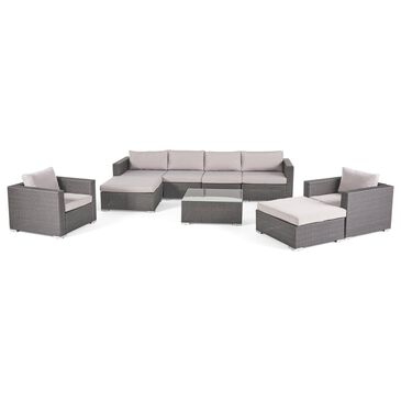 Noble House Santa 9-Piece Patio Sectional Set in Grey, , large